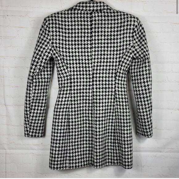 NWT Zara Tweed Structured Blazer Mini Dress Houndstooth Size M S - Picture 6 of 7